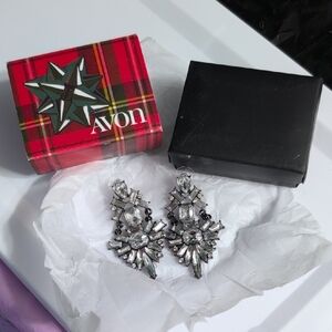 Avon Elegant Silver Earrings with Clear Stones